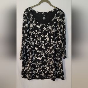 J. Jill Black & White 3/4 Sleeve Tunic Size XL